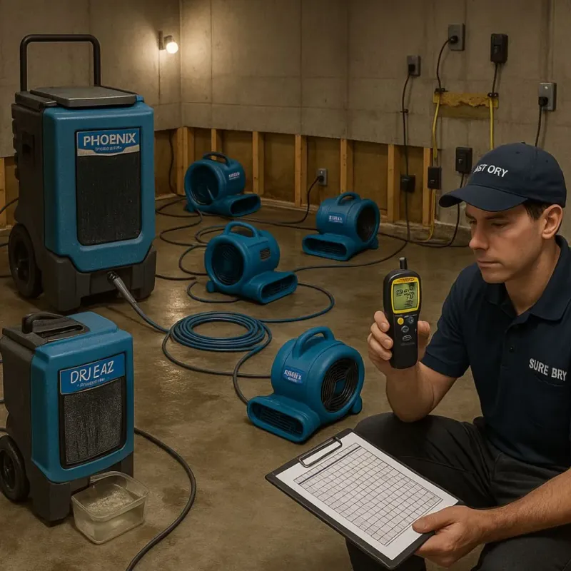 Structural Drying and Dehumidification process in Rocksprings, TX